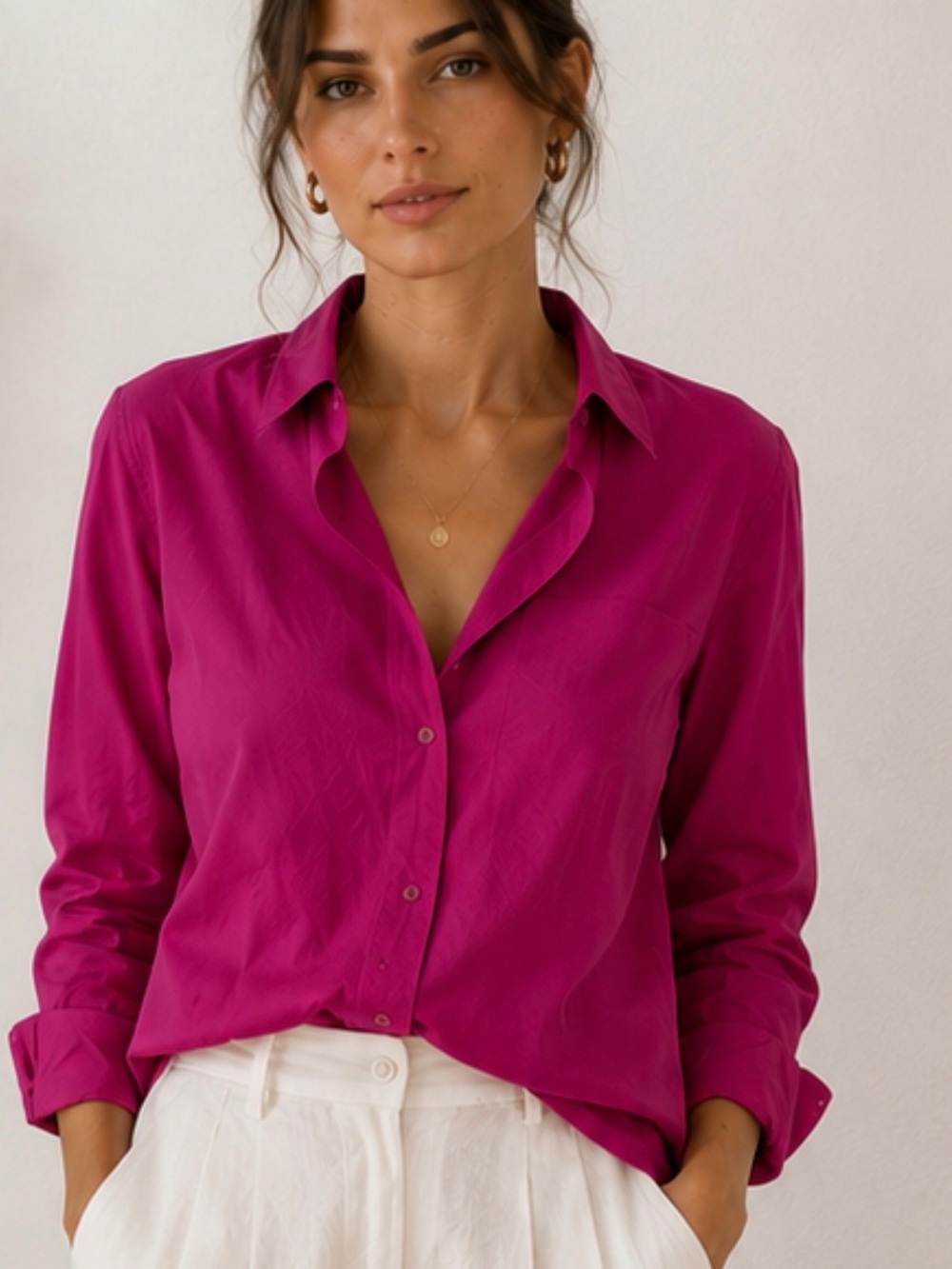 Massimo Dutti Fuchsia Button-Down Shirt